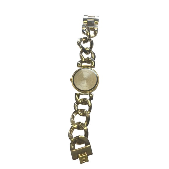 Lemon yellow gold shimmer face watch chunky chain bracelet rhinestones bling - Picture 9 of 12